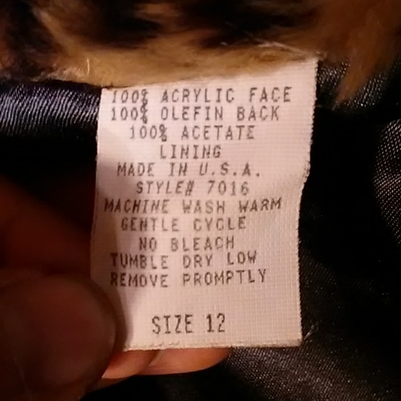 Emerald green, leopard print winter coat, size 12 - Picture 6 of 6